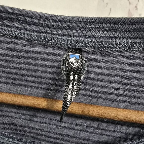 Kuhl Shirt Womens Medium Gray Rae Striped Long Sleeve Crew Neck Tee T Pocket - Picture 3 of 10